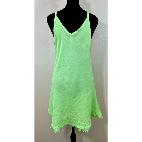 NWT Colette Mon Gilet 100% Linen Lightweight Green Raw Hem Dress Small - Picture 2 of 9